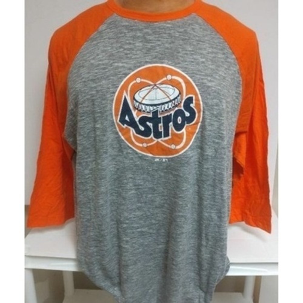 Majestic Houston Astros T-Shirt Mens 5XL Grey New Cooperstown Ringer Tee